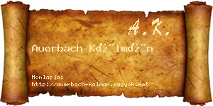 Auerbach Kálmán névjegykártya